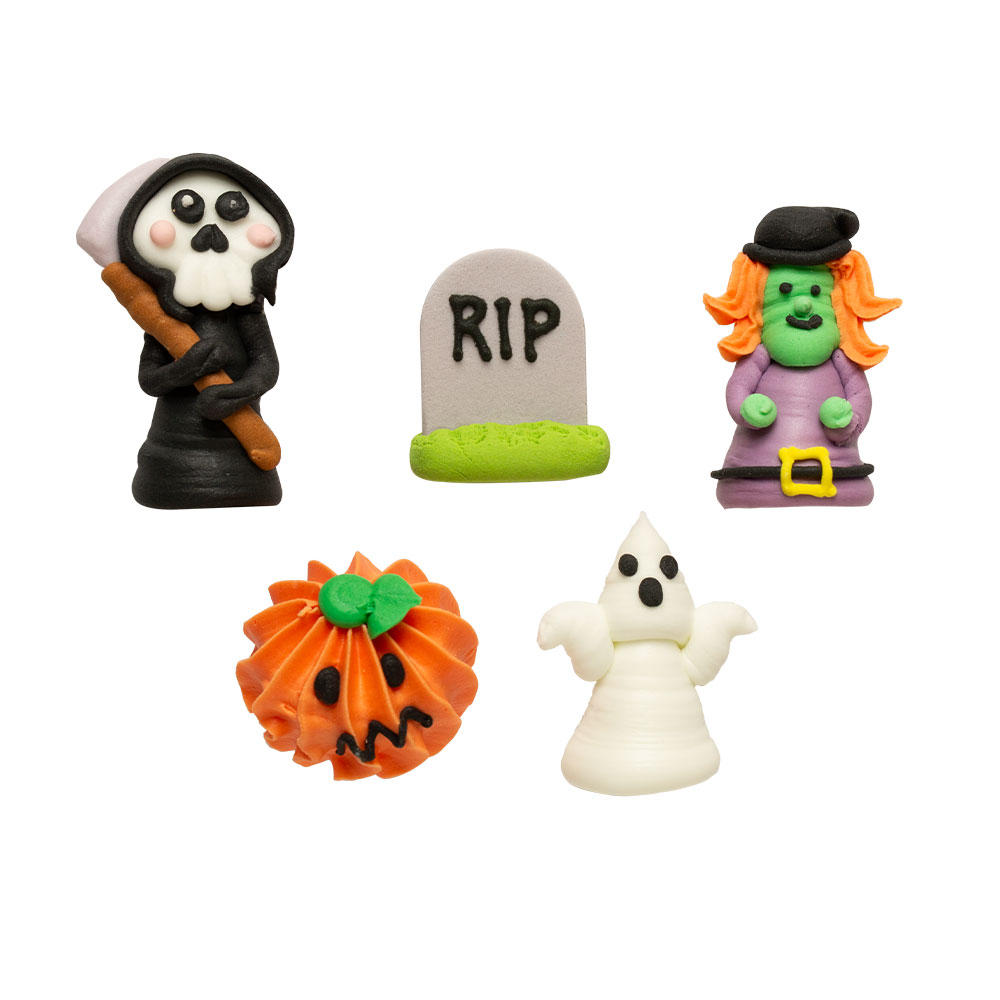 Decorazioni Halloween 3D in Zucchero – Set 5 Pezzi Assortiti per Dolci Spettrali - immagine 2